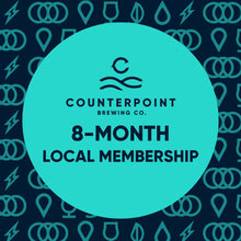Load image into Gallery viewer, a branded graphic with Counterpoint&#39;s logo, and 8-month local membership text

