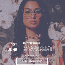 Load image into Gallery viewer, Picture of Clarissa Diokno with a floral shirt and sunglasses. 1st June Tiny Taproom concert Featuring Clarissa Diokno
